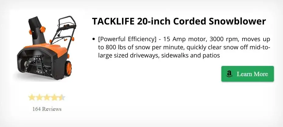 TACKLIFE 20-inch Corded Snowblower