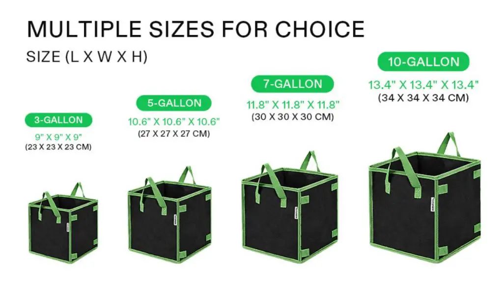 Sizes Of Grow Bags
